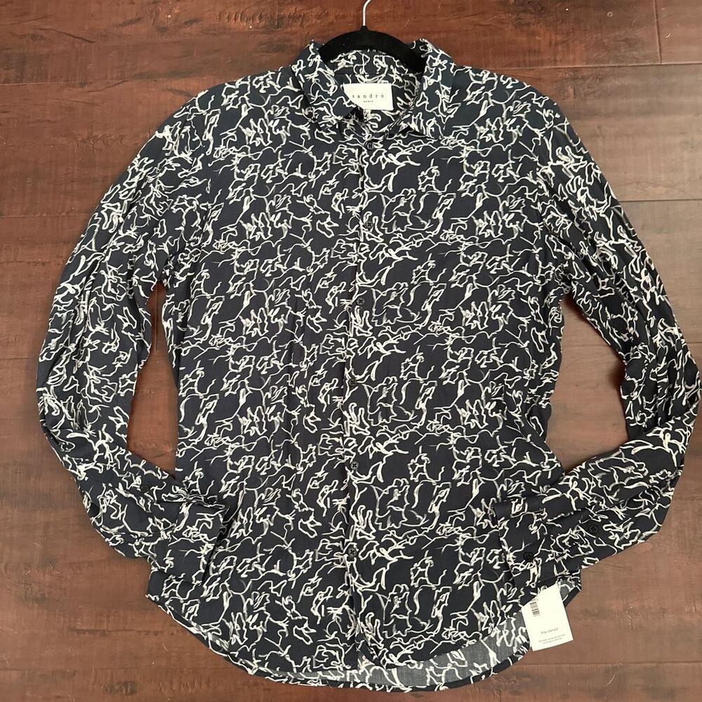 Sandro Men's Navy and Blue Shirt